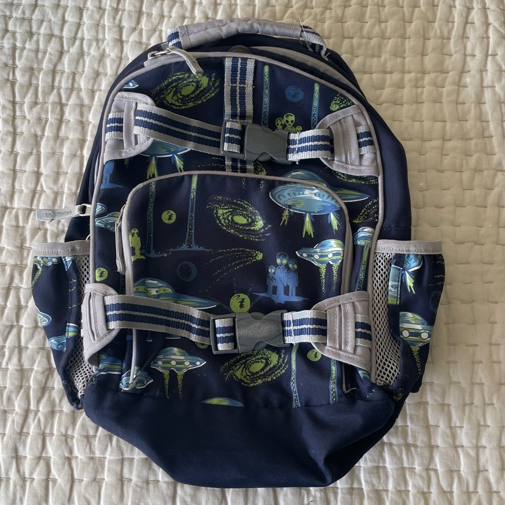 Pottery Barn Kids Alien Glow-in-the-Dark Backpack space navy